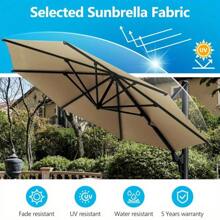 11 FT Cantilever Patio Umbrella, Round Outdoor Offset Umbrella With 360° Rotation & Tilt Adjustment Without Base - Grey - Khaki + Fabric - View 10