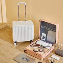 18-Inch Fresh Style Cute Aviation Trolley Suitcase With Password Lock For Travel, Carry-On Luggage Bag For Men And Women Hand Luggage Trip School Holiday Honeymoon Vacation Study Abroad Travel Accessories Ideal Choice For Gifts Durable For Boys Girls Student Couple Bag For School School Accessories School Stuff