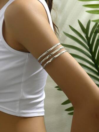 1入時尚極簡金屬臂環，適合戶外跳舞和派對