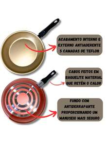 Jogo De Frigideira Marcolar 16 E 22 Francesa Teflon - Bege - Visão 2