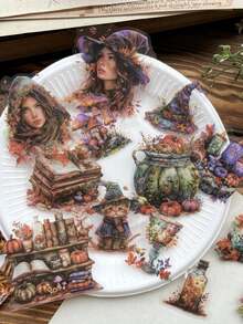 30張不同大小的森林和森林女孩主題寵物貼紙，適用於日記和日誌DIY裝飾