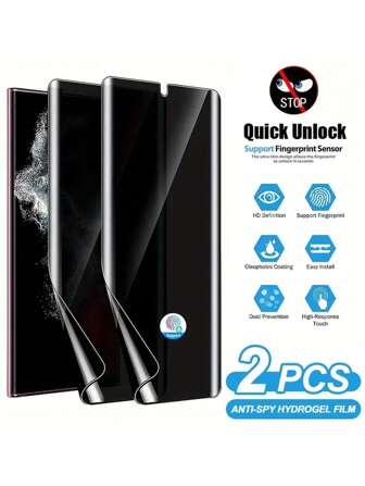 2 Packs Anti Spy Privacy Hydrogel Film Compatible With Samsung Galaxy Easy Install High-Definition Clear,Bubble-Free, Easy Installation Hydro Gel Film Soft Screen Protective Film (Not Tempered Glass) Gift For Birthday/Easter/Presidents Day/Christmas//Family/Friends/Boy/Girlfriend Gift For Birthday, Family, Friends Anti-Spy, Phone Screen Protector, Phone Accessories Waterproof Shockproof Anti-Fall Anti-Fall Scratch Resistant Anti-Fingerprint Full Cover