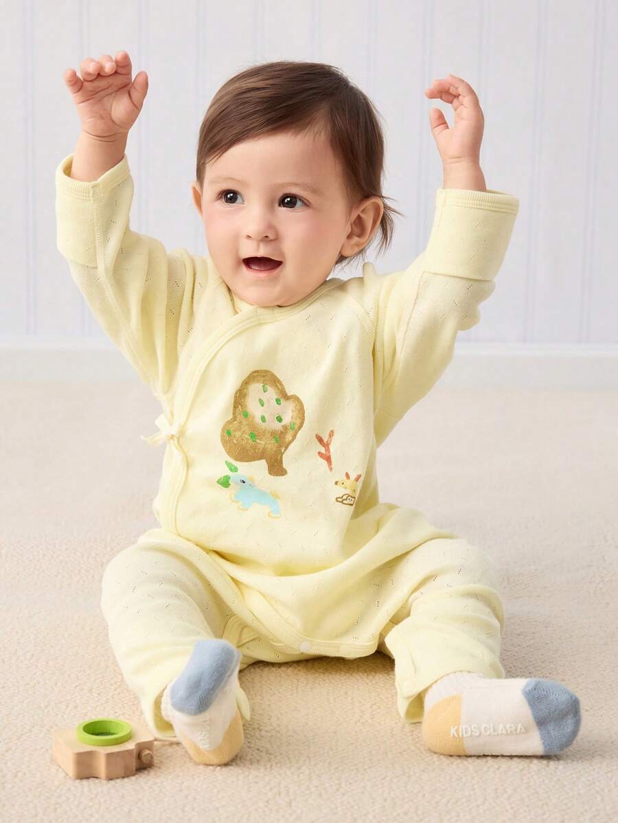 Balabala 男婴服装 婴儿连体衣 睡衣 新生儿尿布套 爬行服 2024 年新品 - 黃色 - 查看 1