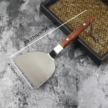 1 Set Of 3-Piece Stainless Steel Frying Pan Spatula Set, Pancake Fruit Tools, Scraper, Cooking Scraper, Flipper, Pancake Press, Iron Plate Baked Fried Egg, Pancake Spatula, Bulk Kitchenware - Brown - View 4