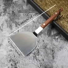 1 Set Of 3-Piece Stainless Steel Frying Pan Spatula Set, Pancake Fruit Tools, Scraper, Cooking Scraper, Flipper, Pancake Press, Iron Plate Baked Fried Egg, Pancake Spatula, Bulk Kitchenware - Brown - View 3