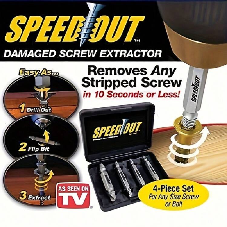 4pcs Steel Broken Speed Out Damaged Screw Extractor Drill Bit Remover Guide Set SHEIN