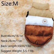 1pc Coffee Color Contrast Pet Windbreaker Coat, Warm For Small To Medium Dogs In Winter - Coffee Brown - View 14