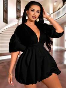 Women Short Dresses - 黑色 - 查看 2