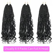 12 pulgadas Diadema Diosa Trenzas Crochet Cabello 6 paquetes Bob Diosa Trenzas Rizos con extremos rizados Extensiones de cabello sintético Crochet con bucles preformados - Negro - Ver 4