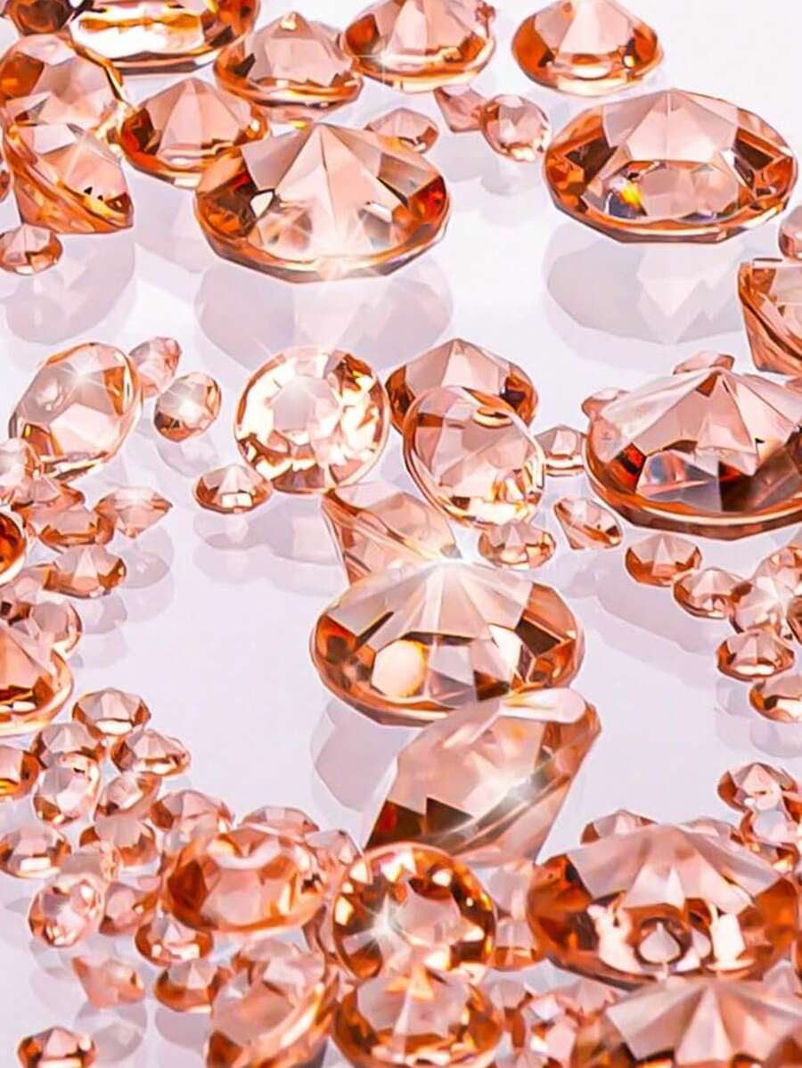 4000 件不同尺寸的奢华玫瑰金色水钻派对婚礼装饰可重复使用闪亮亚克力水钻桌面五彩纸屑散落宝石、花瓶填充物中心装饰派对装饰、圣诞节 - 彩色 - 查看 1