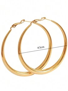 1 paire de grandes boucles d'oreilles classiques, Design minimaliste à la mode, boucles d'oreilles circulaires polyvalentes adaptées à un usage quotidien