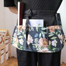 1pc/2pcs Printed Half Waist Apron, Polyester Waterproof Anti-Fouling 3 Pockets Short Apron For Restaurant, Cafe, Waitress - Multicolor - View 3