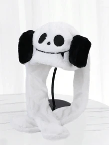 1pc Women's Cute Moving Ears Plush Hat - Thick Warm Fleece Earflap Beanie, Daily Wear Valentine's Day