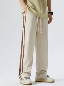 Hombres Pantalones con cinta lateral en contraste de cintura con cordón