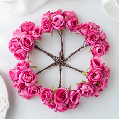 1 Stück (6 Köpfe) Künstliche Rosenblumen Seidenkopfschmuck, Nachbildungen von Pflanzen für Herbst, Hochzeitsdekoration, Süßigkeitenschachtel, vasen für Dekorationen im Esszimmer, Schlafzimmer, Festival-Geburtstagsfeieraccessoires, Außengartendekorationen