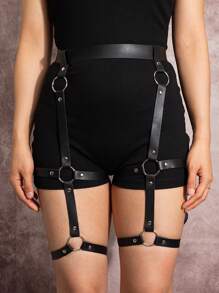 1 Stück schwarze sexy doppelte Bein Bondage Hosenträger, geeignet für den täglichen Gebrauch