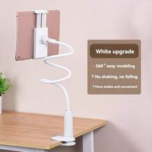 1入可調式手機和平板電腦支架，28.34英寸柔性手臂，360°旋轉並帶有雙夾，塑料螺旋底座，可放桌面和床頭，適用於實時直播、觀看電視和慵懶人士 - 彩色 - 查看 12