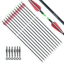 12X 28 Inch Carbon Arrows 7.8mm Spine 500 7.8mm Archery For Compound Recurve Bow - Red - View 1