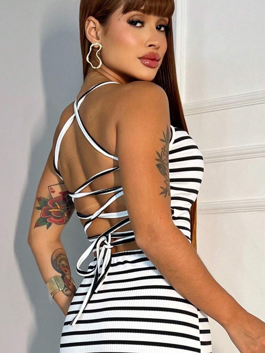 Women Long Dresses - Blanco y Negro - Ver 1