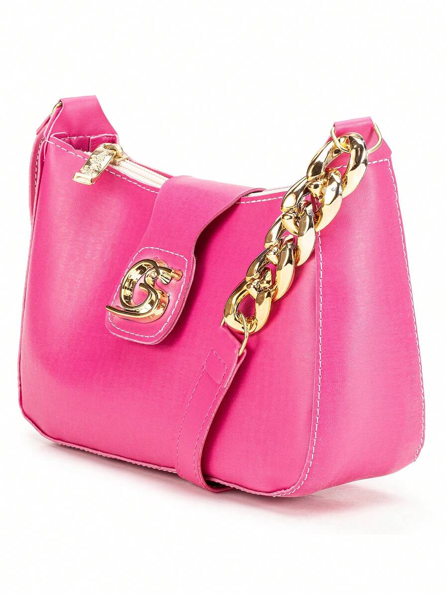 Gaby Show Women's Crescent Half Moon Shoulder Bag - 玫紅色 - 查看 1