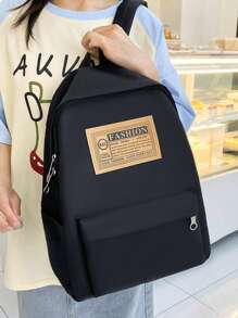 4pcs Backpack Set, Simple Handbag, Mini Crossbody Bag, Solid Color Pencil Case, Made Of Polyester, Suitable For Grad Students, College Students, High School Students, Teachers, Perfect For Outdoor, Travel, And Back To School. - Black - View 4