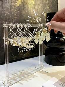 Soporte creativo para joyas de acrílico, organizador de colgador para ropa, aretes y collares, soporte colgante para clasificar accesorios - transparente - Ver 10