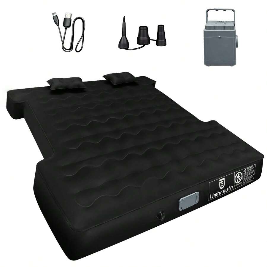Umbrauto Truck Bed Inflatable Air Mattress For 5.5'-5.8' Full Size Pickup Truck Tent Air Beds With Built-In Rechargeable Electric Air Pump For Outdoor Camping - 黑色 - 查看 1