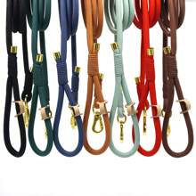 Pet Fashionable Personalized Gold Color Zinc Alloy Clasp Heavy Duty Handmade Nylon Leash For Dogs, Polyester Rope Durable Strong Dog Lead, Suitable For Large & Medium Pets, Collar And Training Accessories