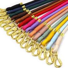 Pet Fashionable Personalized Gold Color Zinc Alloy Clasp Heavy Duty Handmade Nylon Leash For Dogs, Polyester Rope Durable Strong Dog Lead, Suitable For Large & Medium Pets, Collar And Training Accessories