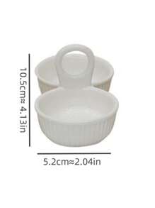 2 件套陶瓷条纹隔间盘，简约风格蘸酱、小吃、开胃菜盘，适合各种场合