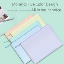 BUNKI 5pcs/Set Colorful A4 Zipper File Folders, Minimalist Multi-Purpose Transparent Stationery Bags For Students, Back To School - Multicolor - View 2