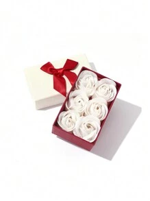 6 件装玫瑰花礼盒，带卡片，花香玫瑰香皂花瓣沐浴皂，花盒装，女士沐浴皂，植物精油花皂套装，适合生日、情人节、感恩节、返校情人节