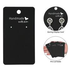 200 Pieces Earring Display Cards, Handmade With Love Earrings Holders Cards,2" X 3.5" Earring Holders For Selling, Black Earring Cards, Stud Earring Cards For Selling,Jewelry,Business(Black,Brown,White) - 200 Pieces - View 3
