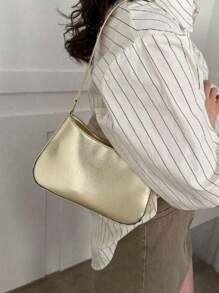 Bolsa Feminina Baguete Bolsa Minimalista Vintage de Ombro