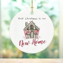1PC New Home Ornament,First In Our New Home, First Home Ornament,Hanging New House Tree Decorations Home Decor Christmas Decorations Room Decor Christmas - White - View 6