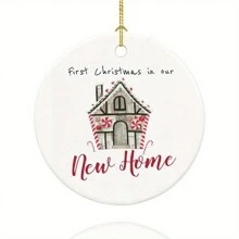 1PC New Home Ornament,First In Our New Home, First Home Ornament,Hanging New House Tree Decorations Home Decor Christmas Decorations Room Decor Christmas - White - View 2