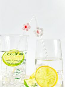 1pc Colorful Small Flower Glass Straw, Transparent, Reusable, Perfect For Milkshakes, Fruit Juice, Cocktails, Cold Drinks, Parties, Bent Head School Supplies,Christmas Gift - Small Flower Straw Series - View 7