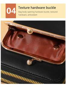 Elegante cartera de embrague real - moderna con cierre de beso , delgada y organizada. Bolso cruzado perfecto para llevar en movimiento, puede contener teléfonos móviles, efectivo, tarjetas grandes y cosméticos pequeños. Cartera de mujer