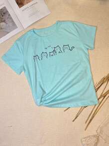 Women T-Shirts - Màu xanh nhạt - Xem 2