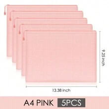 BUNKI 5pcs/Set Colorful A4 Zipper File Folders, Minimalist Multi-Purpose Transparent Stationery Bags For Students, Back To School - Multicolor - View 10