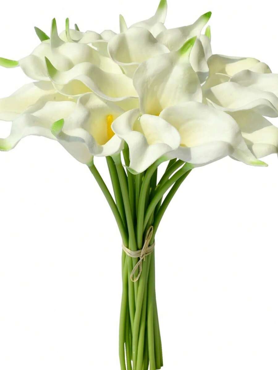 5/10/20 piezas de Flores Artificiales Blancas, Lirio de Cala y Lirio de Seda de 13.4 pulgadas, para el Día de la Madre, Pascua, Hogar, Cocina y Bodas