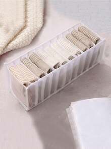 1/2/3/5/8 件多功能内衣收纳盒 - 整理您的内裤、袜子和胸罩，文胸和内裤收纳盒，可折叠内衣收纳盒，抽屉式衣柜收纳隔断抽屉式衣柜收纳盒，用于开学季的内衣，可折叠 6/7/11 格，包装必需品，衣服收纳抽屉盖/衣柜收纳盒/壁橱收纳/绗缝袋床下收纳盒/隔断衣服垃圾袋衣服，适用于家庭卧室/开学/宿舍/内衣/包装必需品/衣服收纳盖 - 白色 - 查看 4