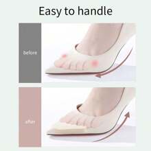 1對帶有可調節半尺碼鞋墊的足趾盒墊，防滑和舒適減少腳趾疼痛 - 米色 - 查看 3