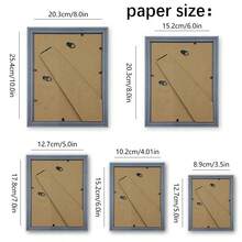 Marco de fotos decorativo plateado para mostrar fotografías de paisajes, retratos, arquitectura, mascotas y otros temas. Puede ser exhibido horizontal o verticalmente. Adecuado para dormitorio, sala de estar, comedor, pasillo, entrada, hotel y otros lugares. (Imagen sólo como referencia, se incluye papel fotográfico al azar) - Plateado - Ver 4