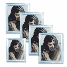 Marco de fotos decorativo plateado para mostrar fotografías de paisajes, retratos, arquitectura, mascotas y otros temas. Puede ser exhibido horizontal o verticalmente. Adecuado para dormitorio, sala de estar, comedor, pasillo, entrada, hotel y otros lugares. (Imagen sólo como referencia, se incluye papel fotográfico al azar) - Plateado - Ver 2