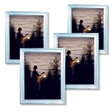 Marco de fotos decorativo plateado para mostrar fotografías de paisajes, retratos, arquitectura, mascotas y otros temas. Puede ser exhibido horizontal o verticalmente. Adecuado para dormitorio, sala de estar, comedor, pasillo, entrada, hotel y otros lugares. (Imagen sólo como referencia, se incluye papel fotográfico al azar) - Plateado - Ver 1