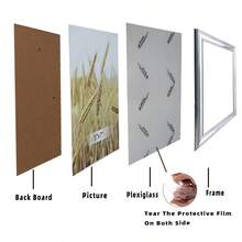 Marco de fotos decorativo plateado para mostrar fotografías de paisajes, retratos, arquitectura, mascotas y otros temas. Puede ser exhibido horizontal o verticalmente. Adecuado para dormitorio, sala de estar, comedor, pasillo, entrada, hotel y otros lugares. (Imagen sólo como referencia, se incluye papel fotográfico al azar) - Plateado - Ver 8