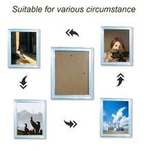 Marco de fotos decorativo plateado para mostrar fotografías de paisajes, retratos, arquitectura, mascotas y otros temas. Puede ser exhibido horizontal o verticalmente. Adecuado para dormitorio, sala de estar, comedor, pasillo, entrada, hotel y otros lugares. (Imagen sólo como referencia, se incluye papel fotográfico al azar) - Plateado - Ver 6