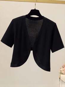 1 pieza Chaqueta de malla transparente anti-UV para mujer para vestido ligero con tirantes, cubierta de chifón sin mangas