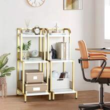 3 Tier/4 Tier Ladder Shelf, Free Standing Gold Book Shelf, Flower Stand Plant Rack, Storage Organizer Unit, Ladder Shelf For Living Room,Home Office,Balcony,Kitchen,Bathroom - Vàng #2 - Xem 6